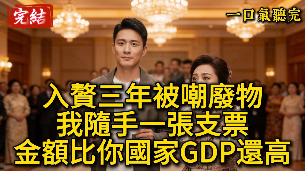 入贅三年被嘲廢物？我隨手一張支票，金額比你國家GDP還高！#一口氣聽完 #凡人 #人生感悟 #故事頻道 #睡前故事 #凡人 #完结
