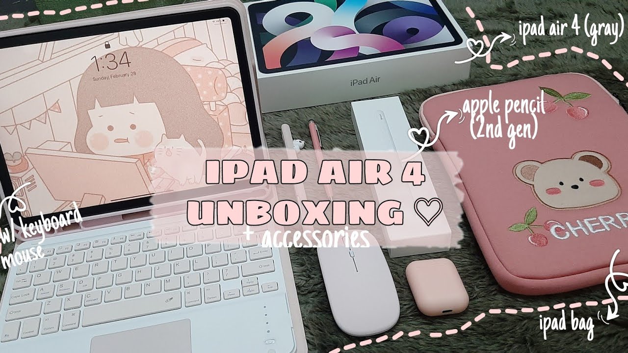 chill vlog 17 |🧸IPAD AIR 4 & APPLE PENCIL UNBOXING + kawaii accessories ⌨🖱