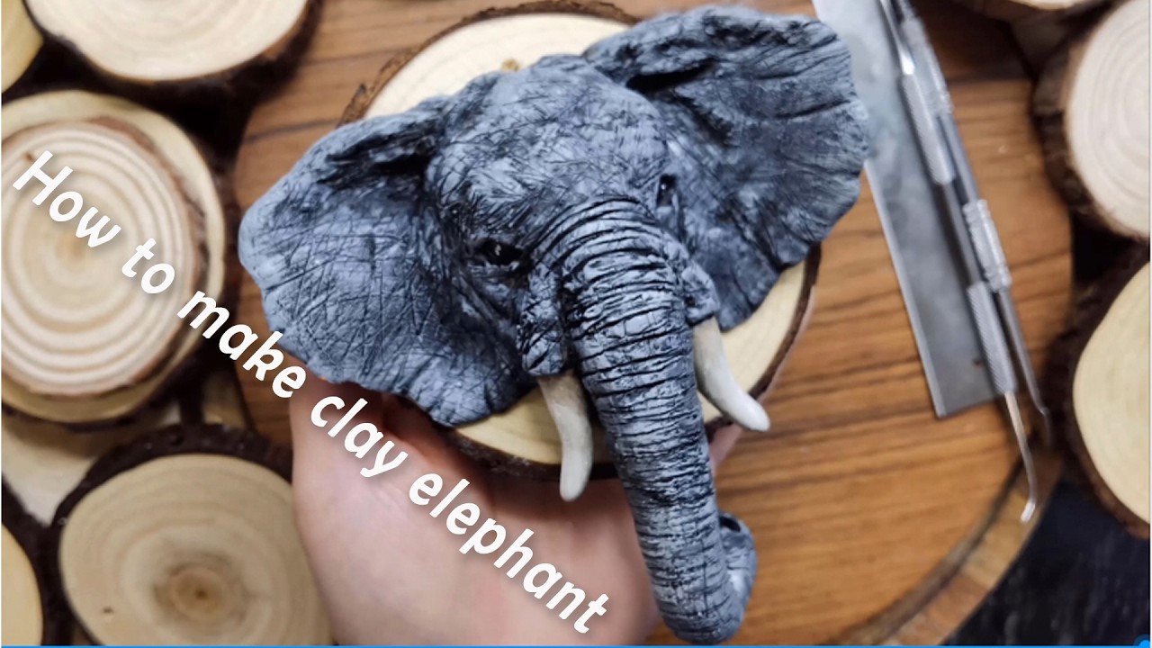How to Make a Realistic Clay Elephant Wall DecorPolymer Clay Elephant on Wood Slice | ZX Bloom