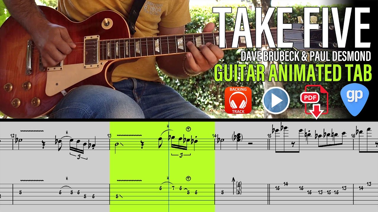 Dave Brubeck - Take Five - Tab Tutorial - Guitar Lesson -  How to Play