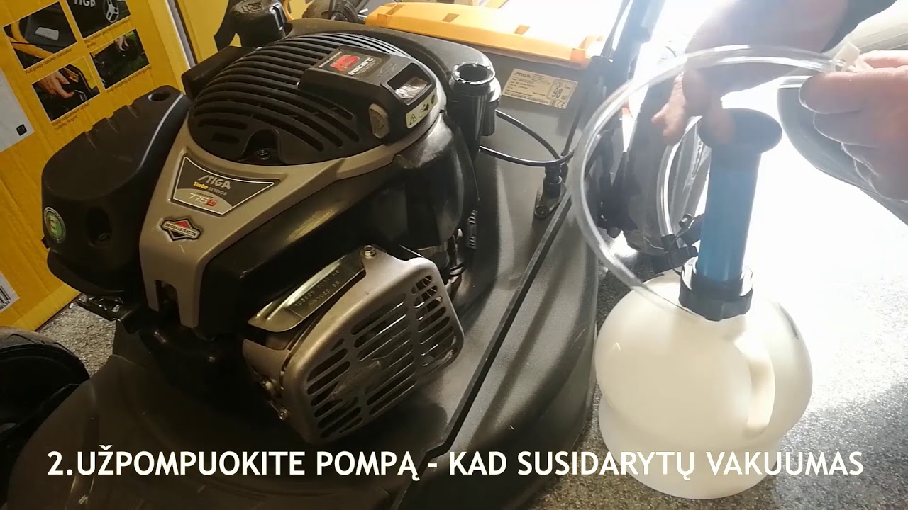 Kaip pakeisti alyvą benzininei vejapjovei