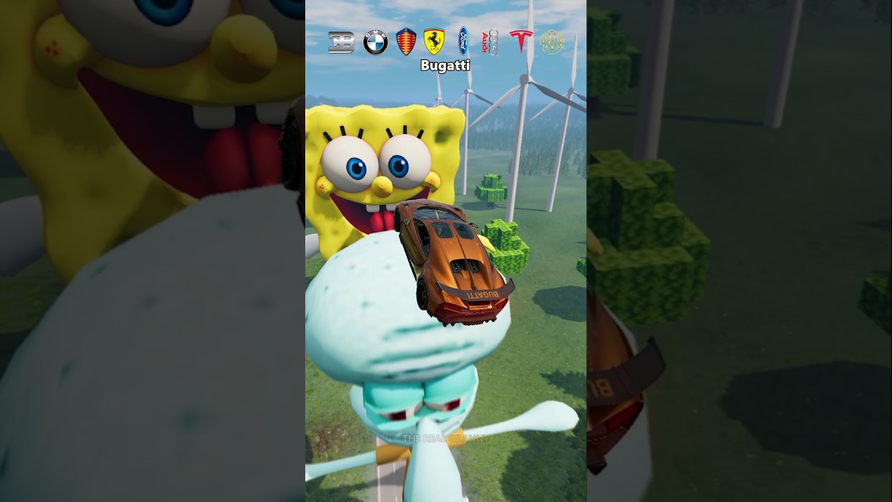 Cars vs Spongebob Characters 😂❌ BeamNG.Drive #shorts #beamngdrive