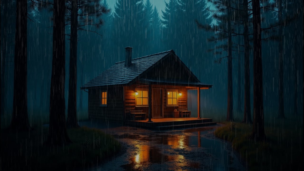 Peaceful Rainfall in the Forest Cabin🌧️🌲Thunder & Raindrops by the Lake for Sleep & Healing
