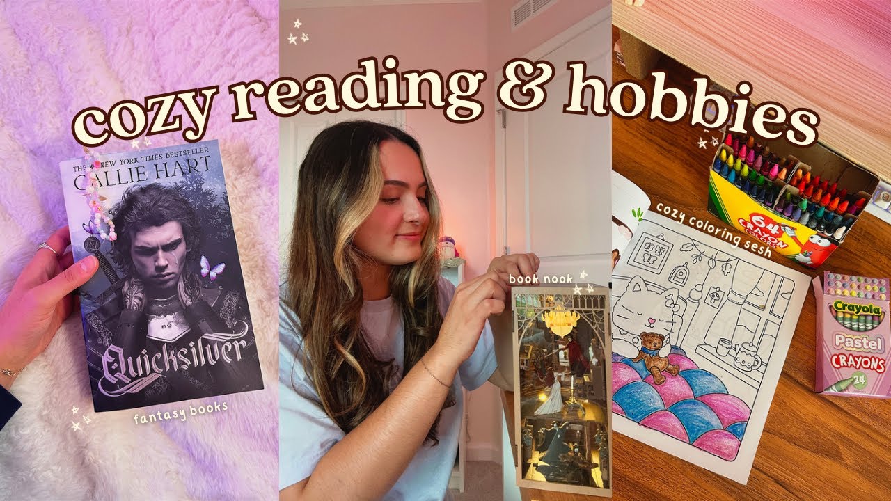 Reading and Cozy Hobby Vlog ☔fantasy books, cozy baking, building a book nook☁️