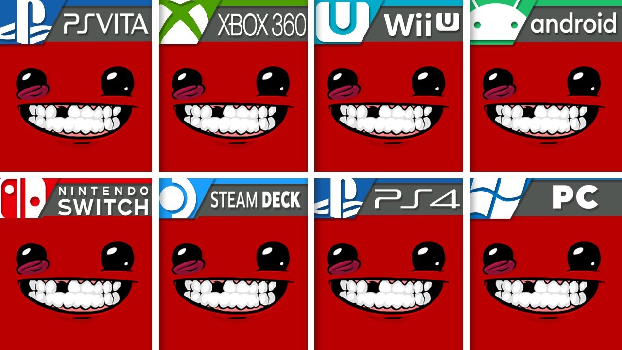 Super Meat Boy | PS Vita vs Xbox 360 vs Wii U vs Android vs Switch vs Steam Deck vs PS4 vs PC