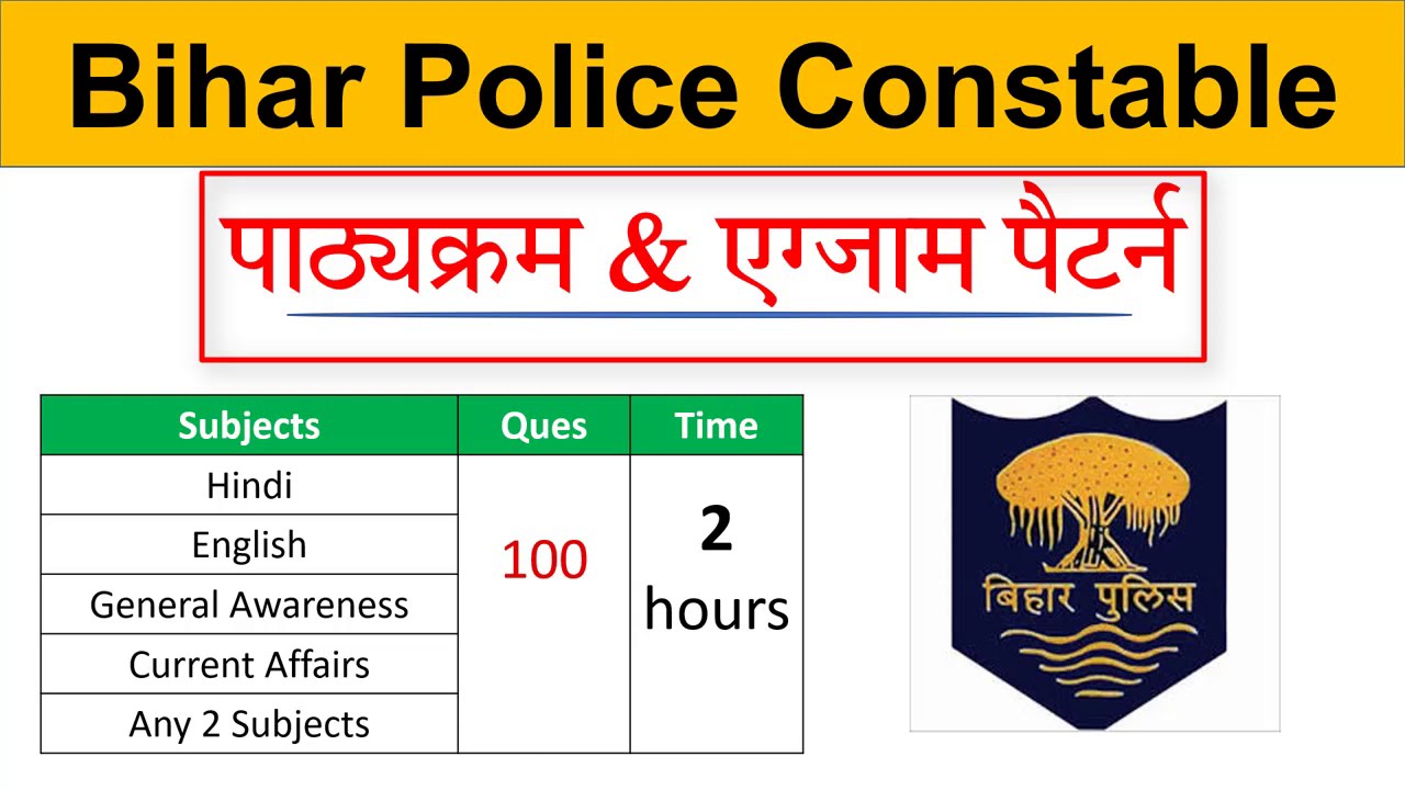 Bihar Police Constable Syllabus 2023  |Bihar Police Constable Syllabus 2023 in Hindi