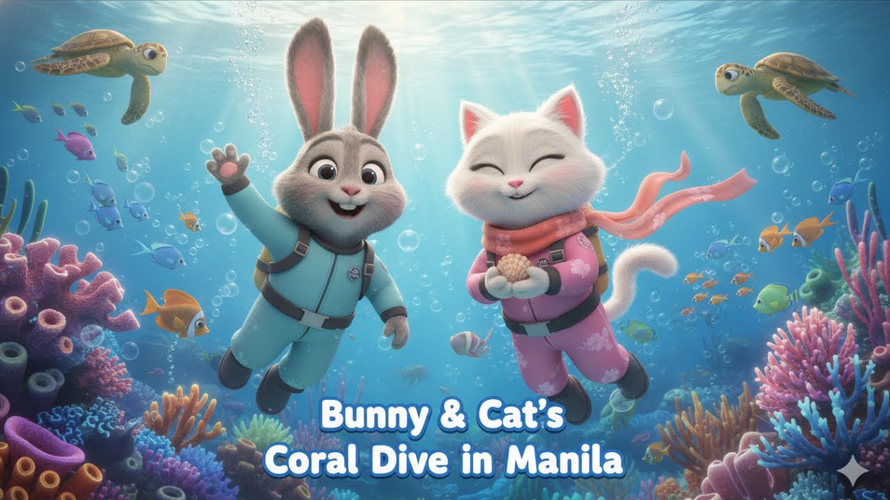 Bunny & Cat’s Coral Dive in Manila 🐰🐱🌊 | Pixar-Style 3D ASMR 