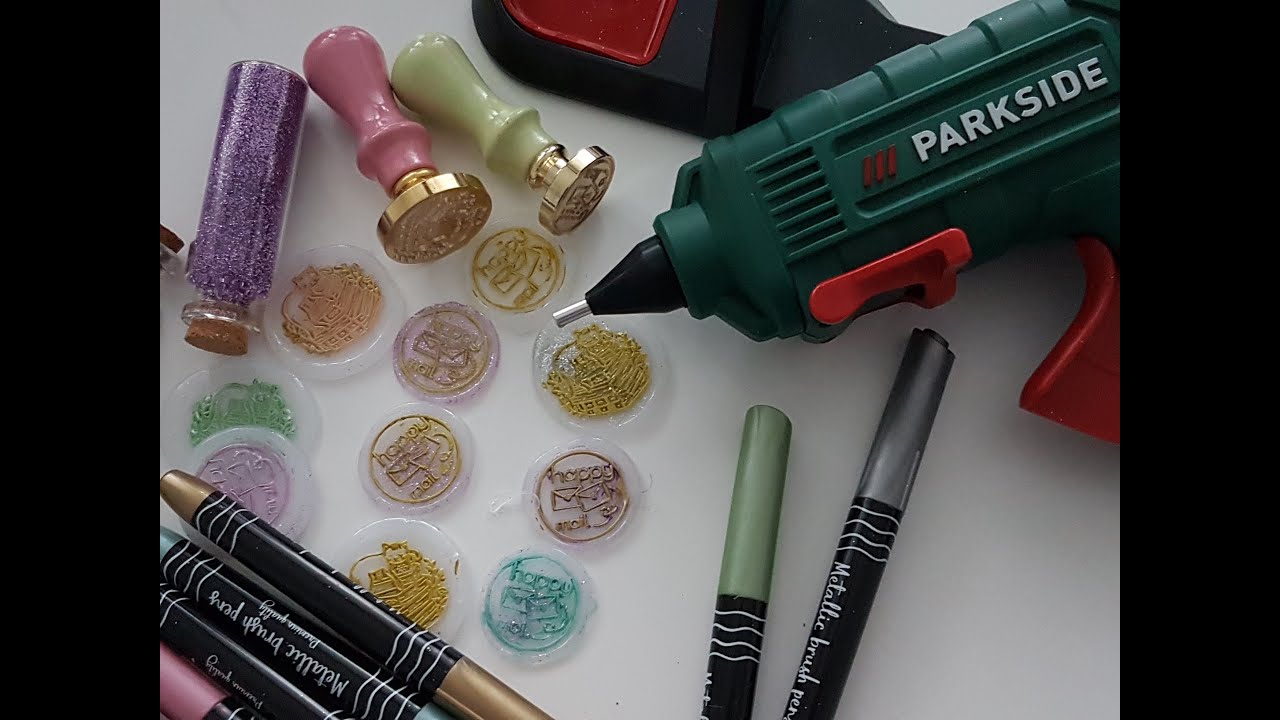 Faire des cachets sans cire avec le pistolet à colle de chez Lidl et les brush pen action