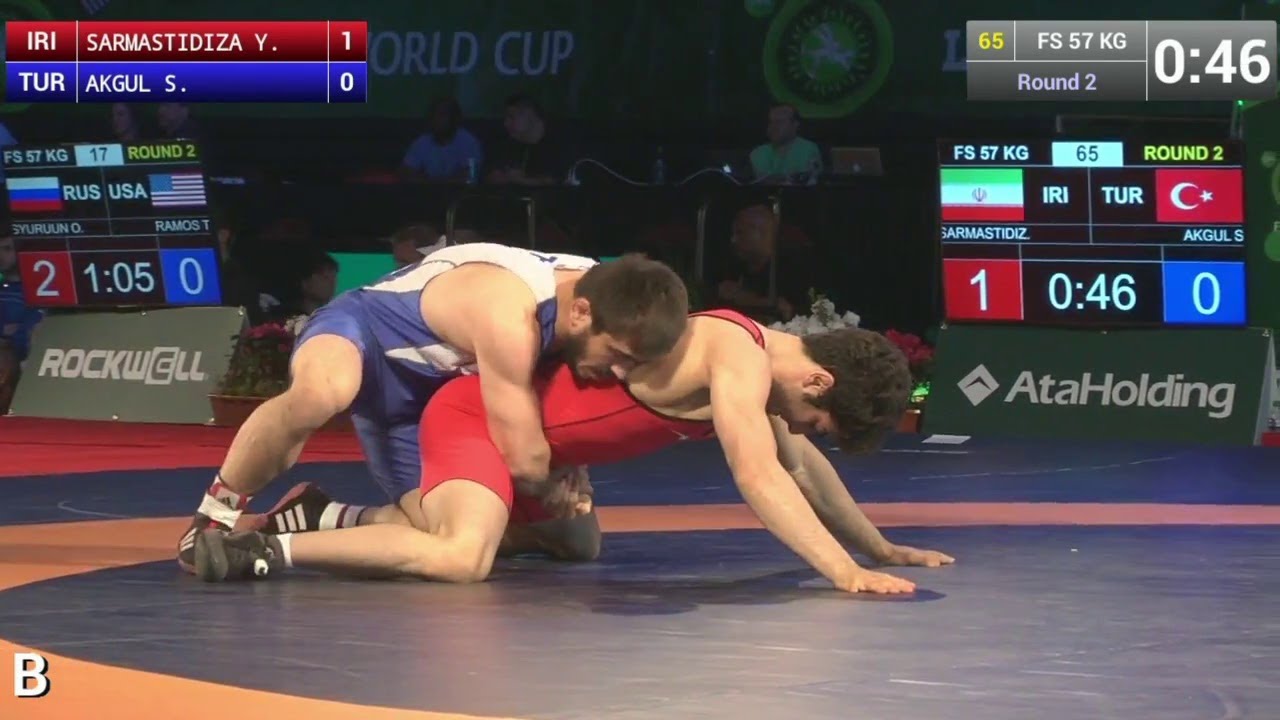 Round 2 FS - 57 kg: Sezar AKGUL (TUR) df. Younes SARMASTIDIZAJI (IRI), 13-10