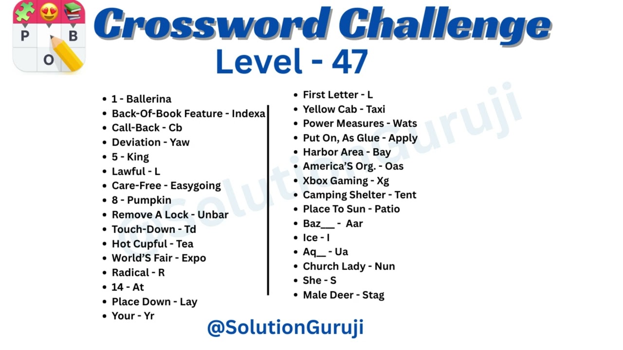 🎮 Crossword Challenge Level 41-50 Walkthrough | Solutionguruji 🧩