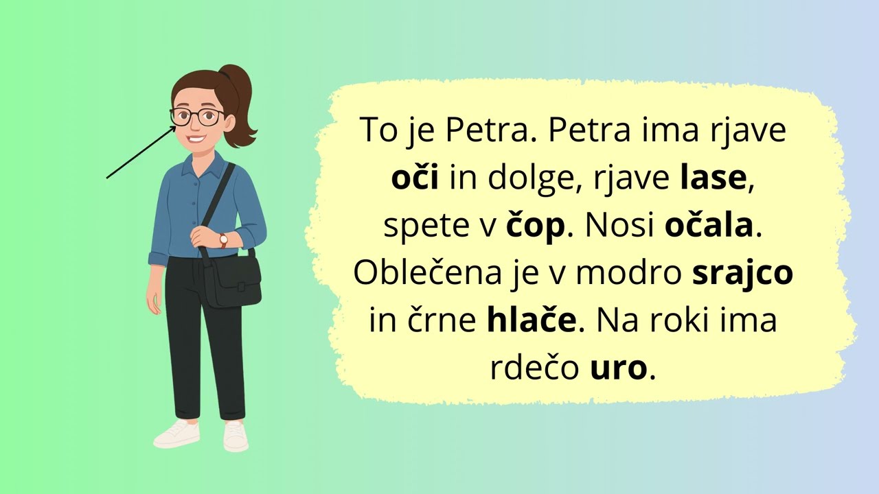 💃Opis osebe | Describing a Person | Learn Slovene