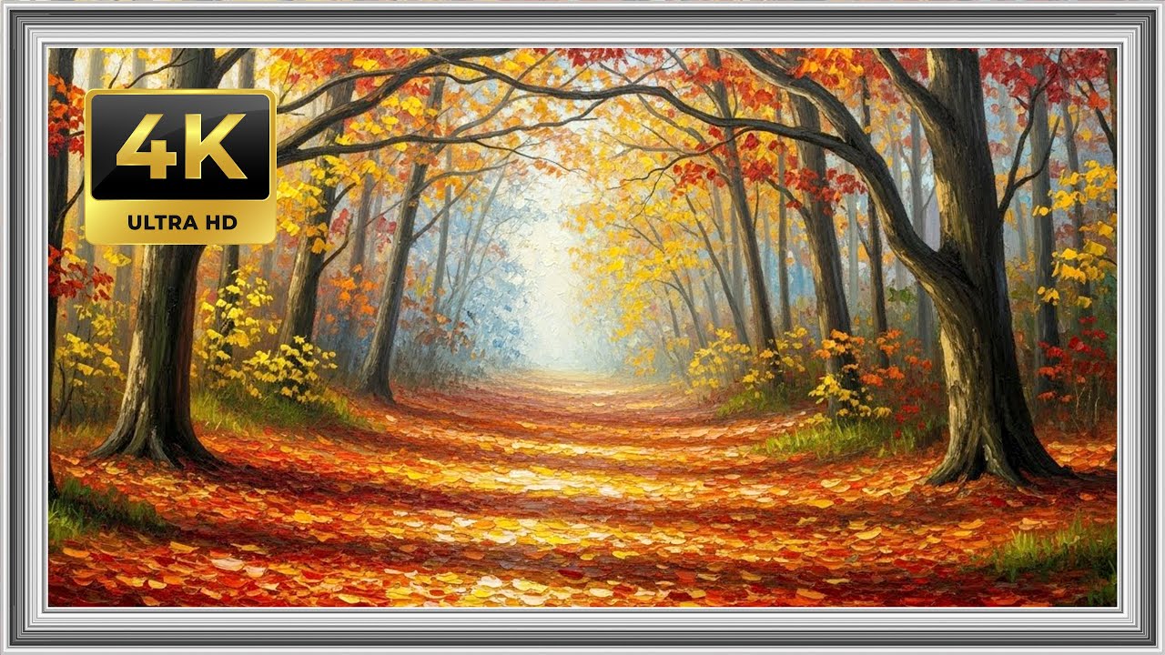 Autumn Forest Path | Cozy TV Wallpaper Art for Warm & Relaxing Spaces