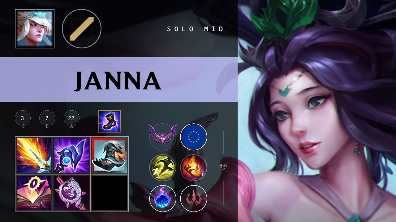 Janna Mid vs Ahri - EUNE Master Patch 26.08