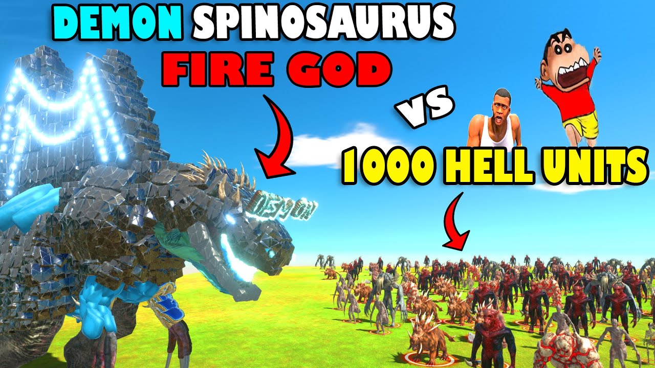 DEMON SPINOSAURUS FIRE GOD vs 1000 HELL UNITS | CHOP SHINCHAN and HAMID-T ARBS Dinosaur Game Hindi