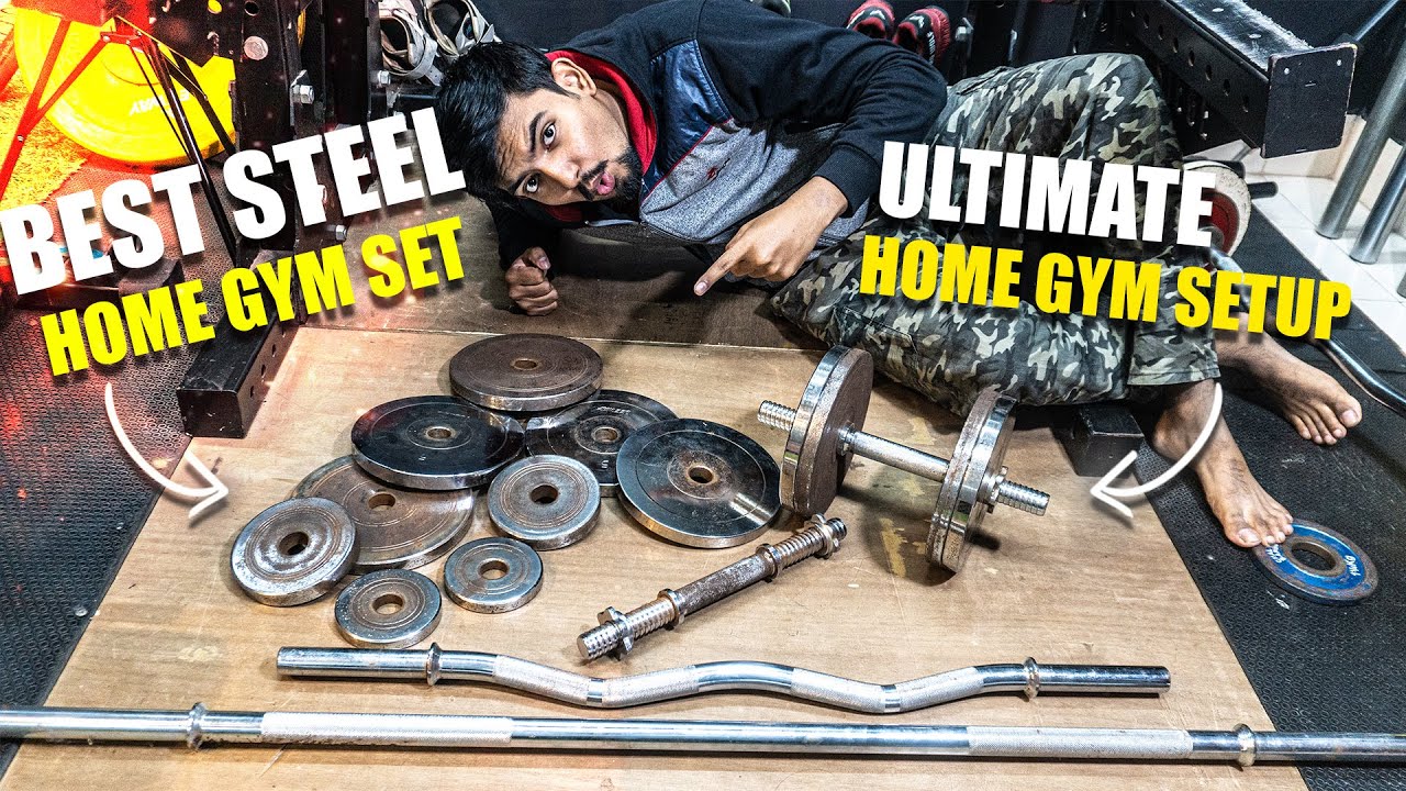 Best Steel Home Gym Set in India - Best Home Gym Setup - Barbell rods, Dumbbells, Steel weight plate