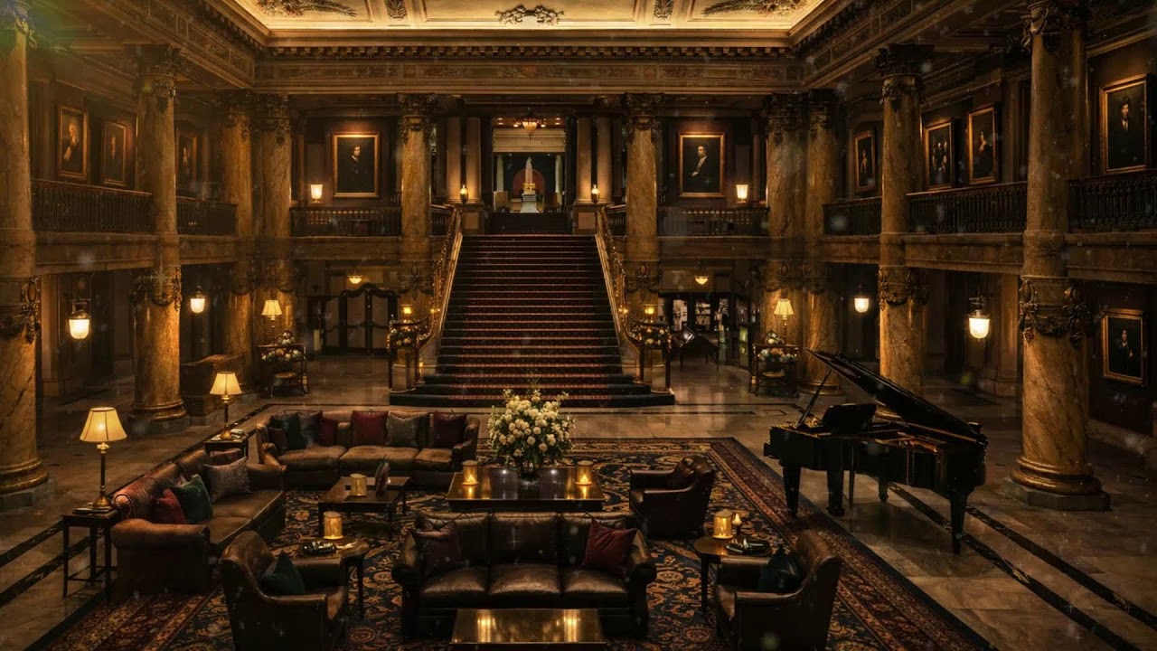 Grand Palace Lobby Jazz 🏛 Late-Night Piano & Smooth Sax Lounge Ambience