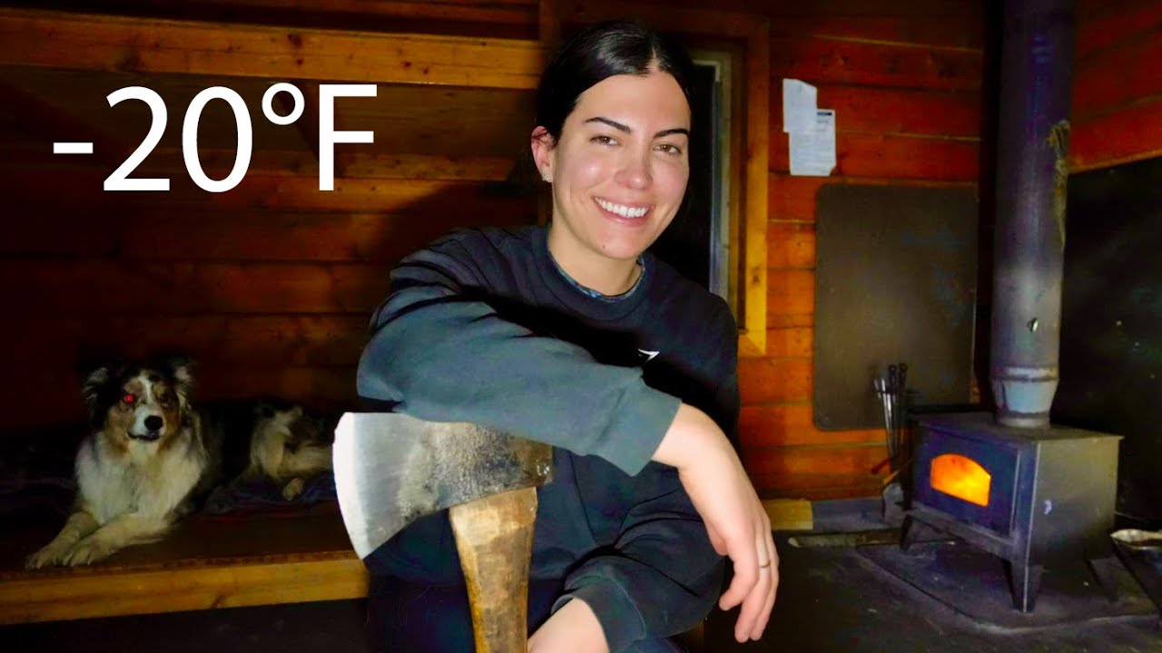 Solo Camping in Alaskan Survival Cabin in -20°F