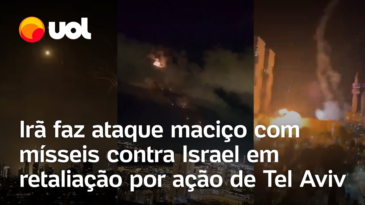 Irã ataca Israel com centenas de mísseis contra Tel Aviv, e Domo de Ferro é acionado; veja vídeos