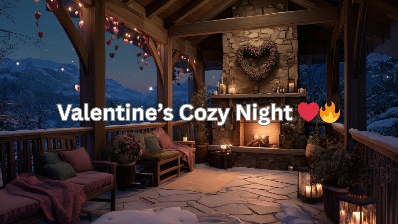 Romantic Valentine’s Fireplace Ambience ❤️🔥 Cozy Winter Night for Relaxation, Sleep & Stress Relief