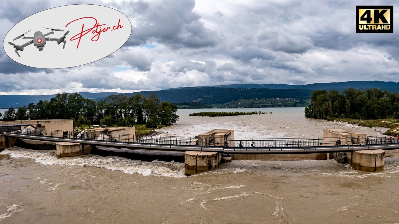 Hochwasser Hagneckkanal | Bielersee 4k | Situation Aare Aarberg | Walperswil | Hagneck | Lüscherz
