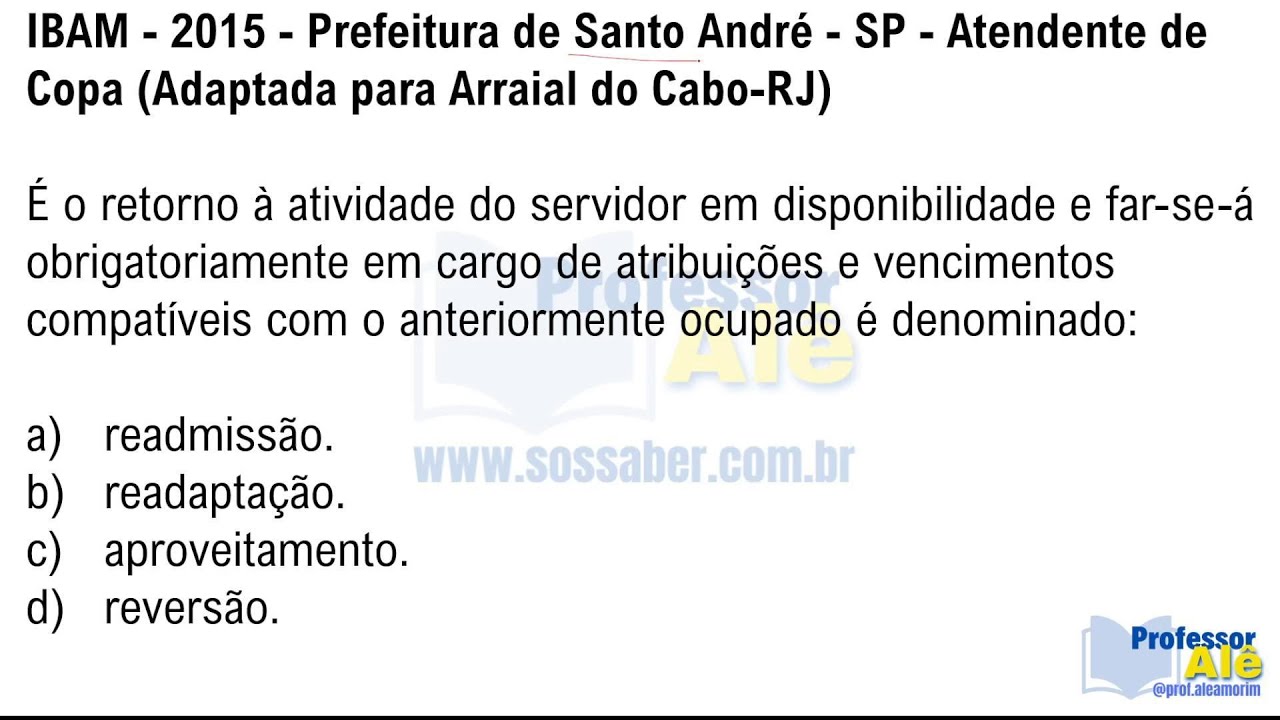 Quest&otilde;es da banca IBAM 01 | Estatuto dos Servidores de Arraial do Cabo-RJ