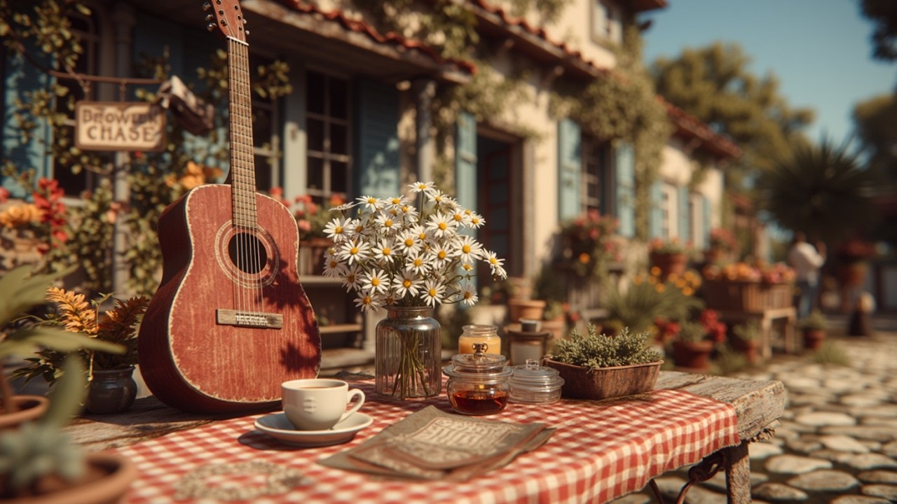 Мягкая гитара кафе вайбс утреннее акустическое расслабляющее инструментальное