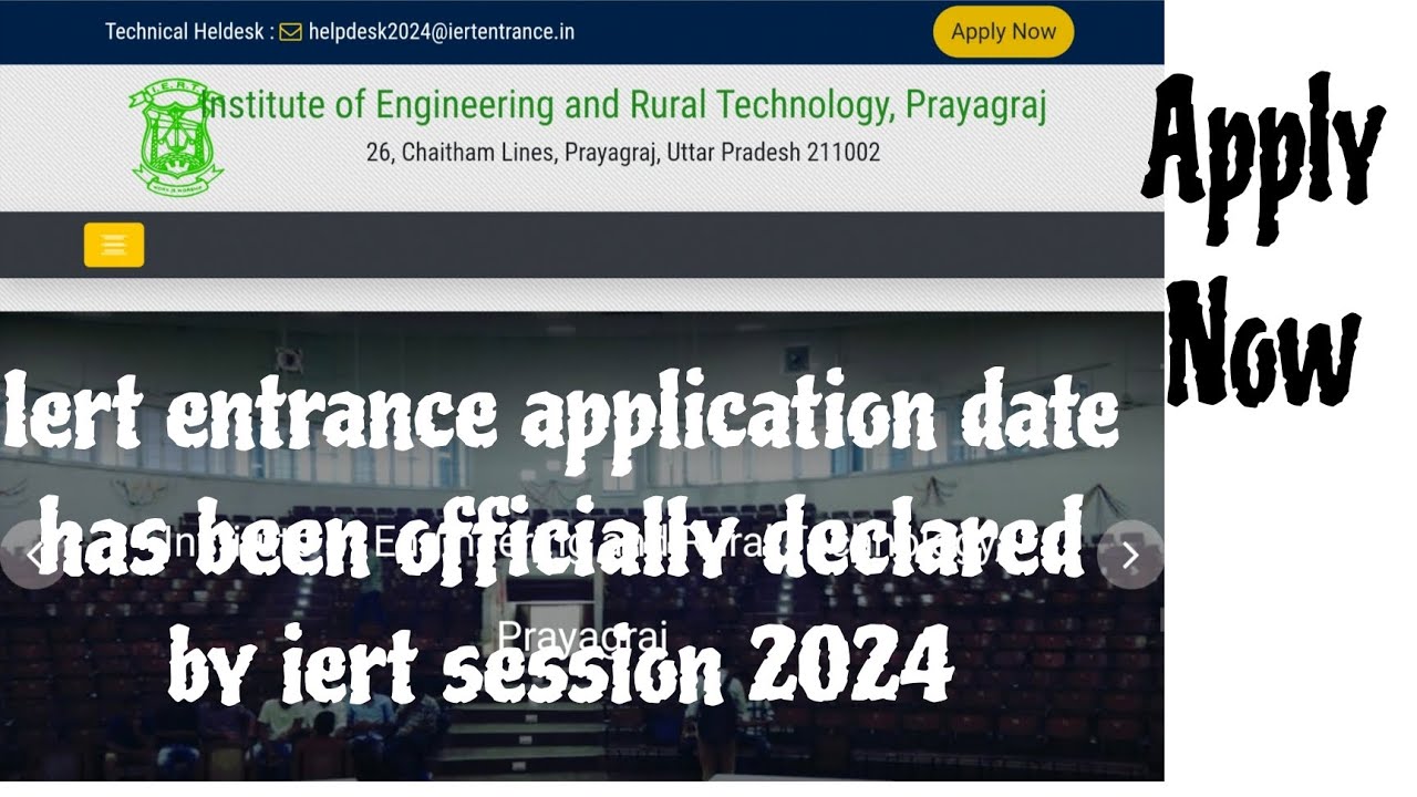 Iert Entrance 2024 application form officially declared by iert Apply now - www.iertentrance.in