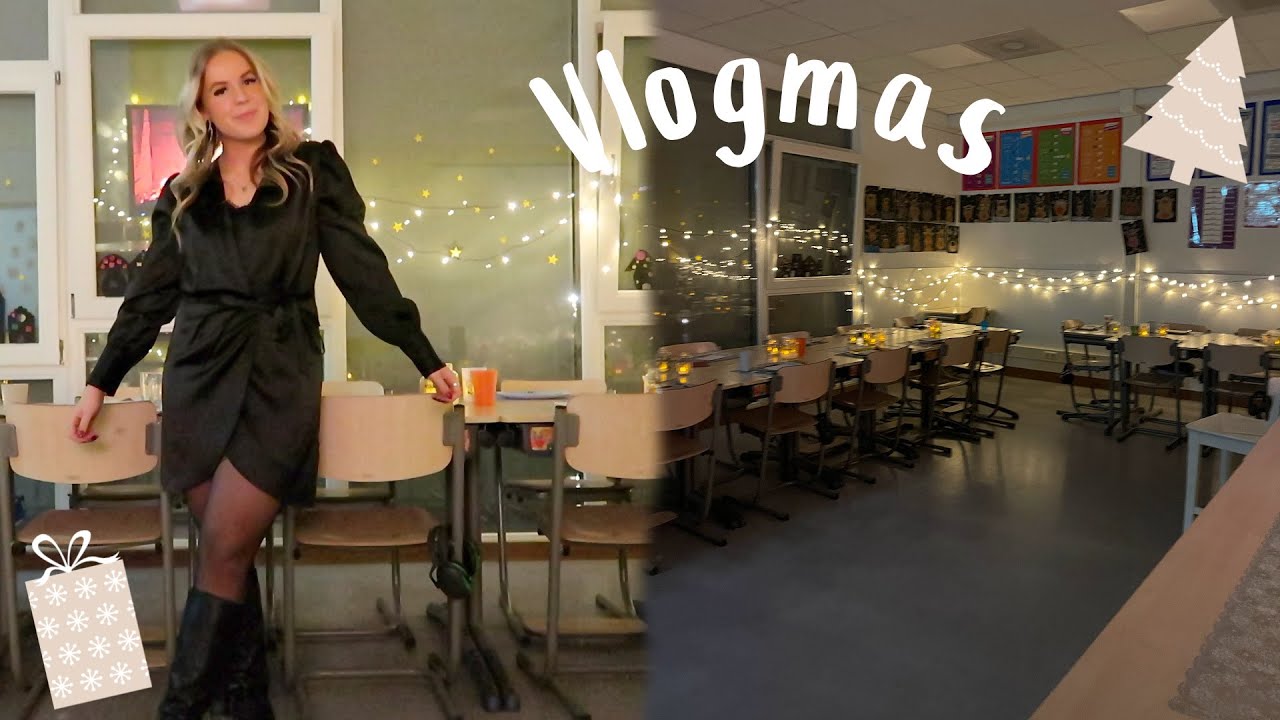 VLOGMAS #18🎄Kerstdiner in groep 8 & mijn haar krullen 🎁✨| Janette