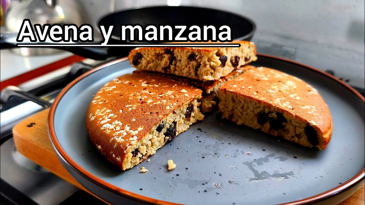 Pastel de Avena y manzana! Sin horno ni azúcar ni harinas refinadas! 
