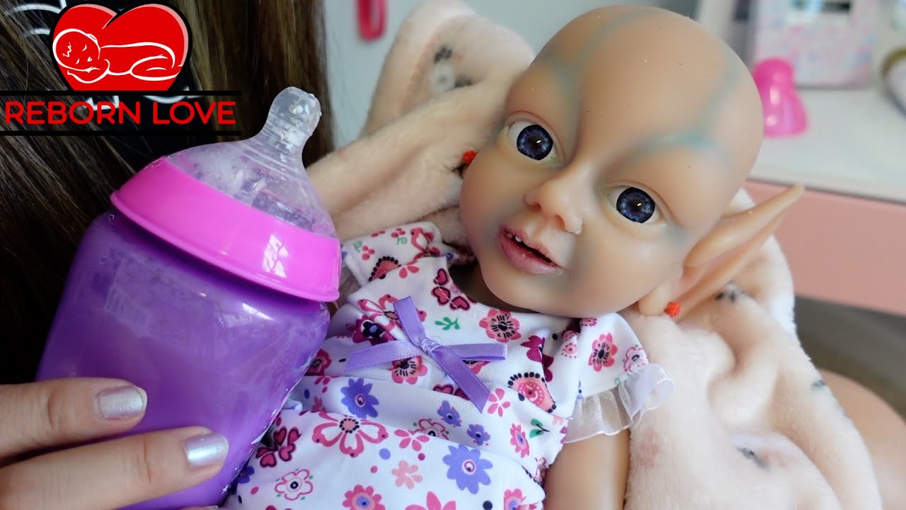 Silicone elf baby Morning Routine Feeding changing and bath | Reborn Love