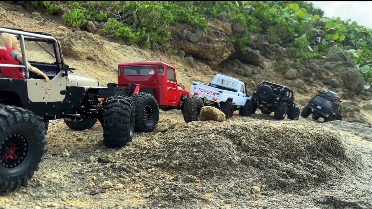 Rc crawler 1/10: De aventura por la playa, Jeep Cherokee Jeep Wrangler Toyota Lc70 Jeep Wrangler YJ