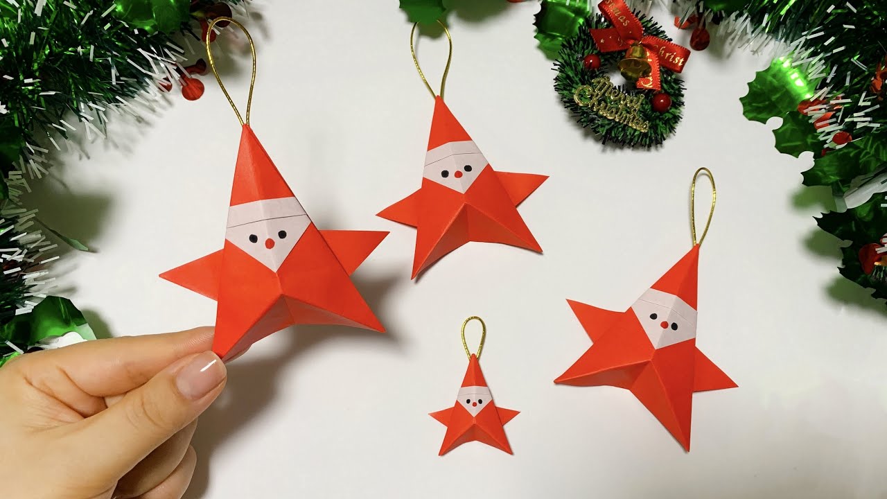 【クリスマス折り紙】１枚で星形のサンタクロース🎅How to make paper Santa Claus#산타#Christmas#サンタ#圣诞节#星#Star#折り方#おりがみ#origami#紙
