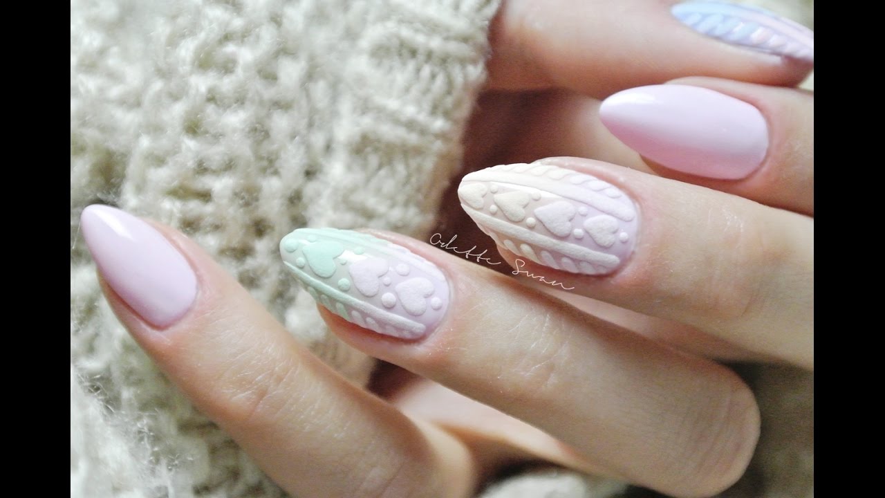 Pastelowe ombre BEZ GĄBKI! :: DIY knitted Ombre nails :: Szron, sweterek