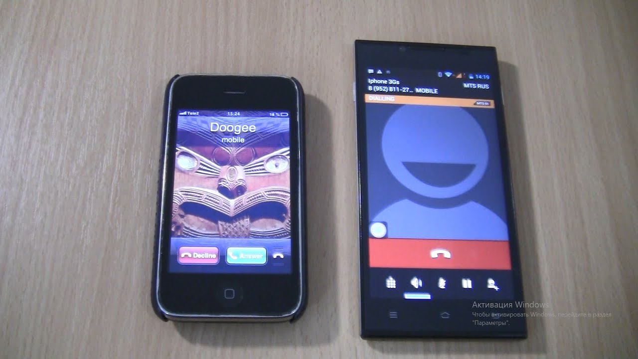 Incoming call & Outgoing call at the Same time Iphone 3Gs+Doogee Turbo DG2014