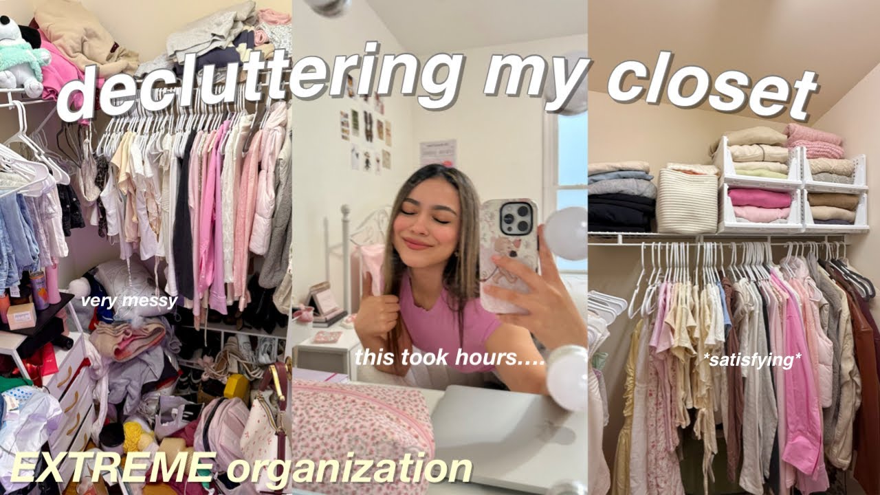 EXTREME CLOSET MAKEOVER & ORGANIZATION ~ decluttering, deep cleaning, *satisfying*