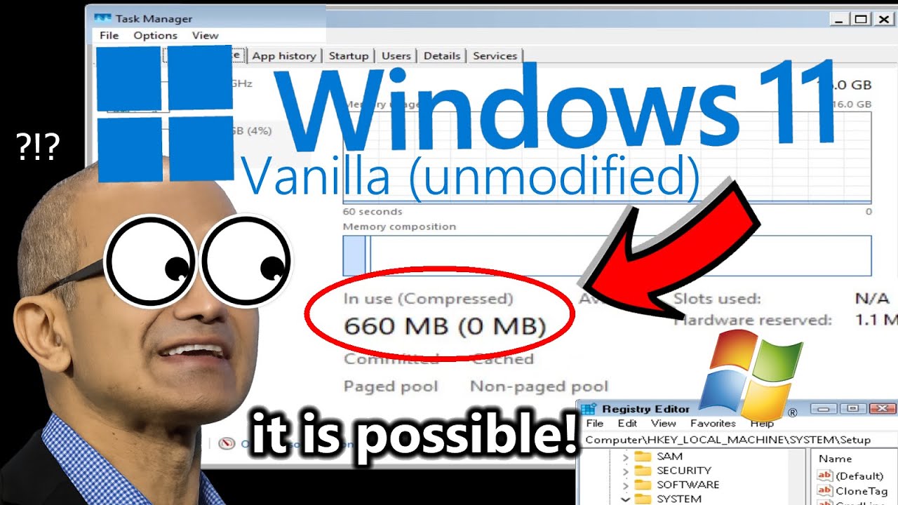 Windows 11 under 1GB of RAM (usable)