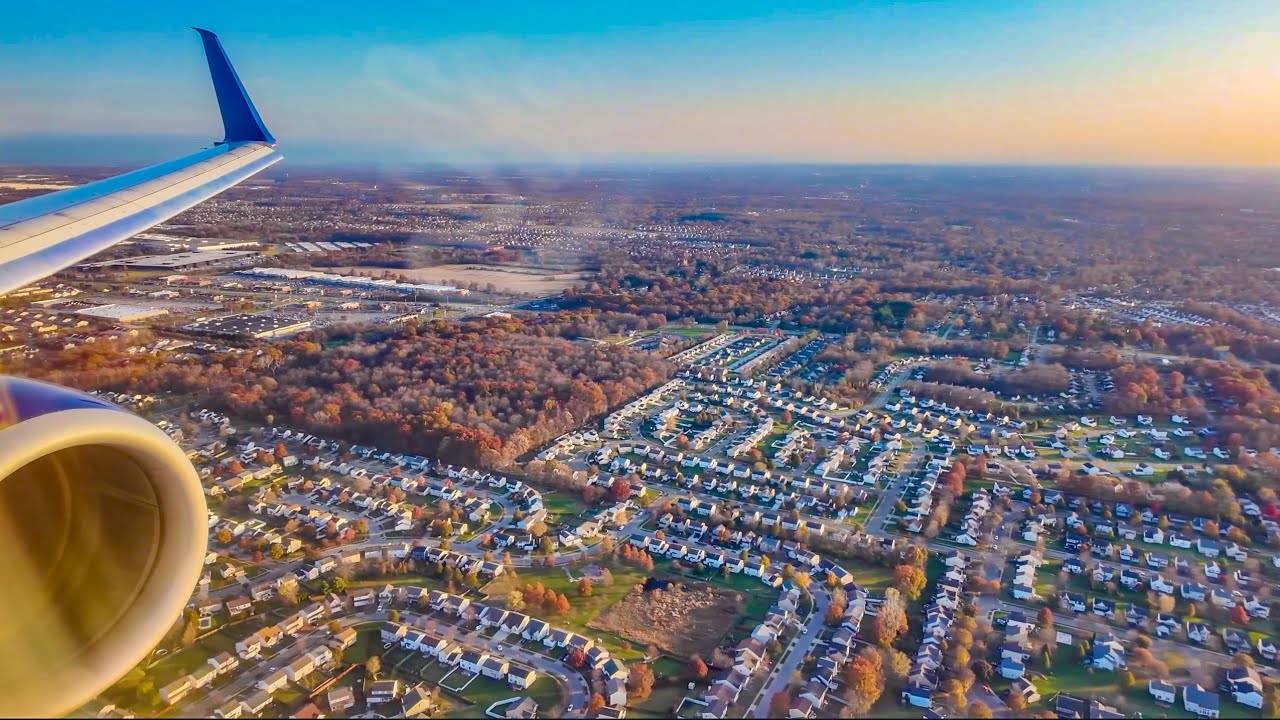 SUNSET BOEING 737 LANDING INTO COLUMBUS 🌅 SCENIC LAKES BELOW + FULL ATC AUDIO ✈️