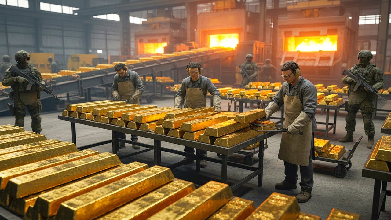 Inside the 24K Gold Factory: How Mining Ore Is Refined Into Gold Bars (Full Process)