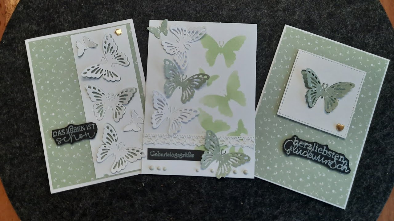 3 Karten mit einem Stanzset vom Action, Karte Bastel, DIY, watch me craft,