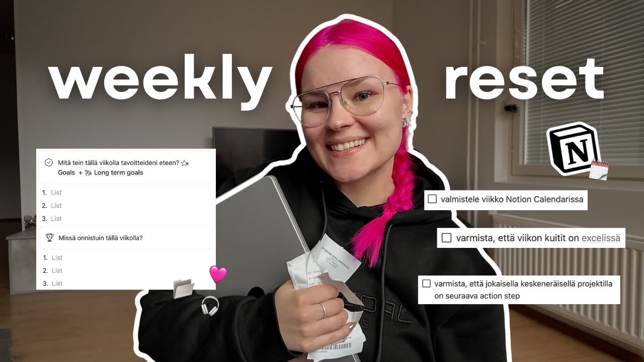 WEEKLY RESET 🔁📈 tavoite-check, kirjoitusharjoituksia + listat ja kalenteri ajantasalle