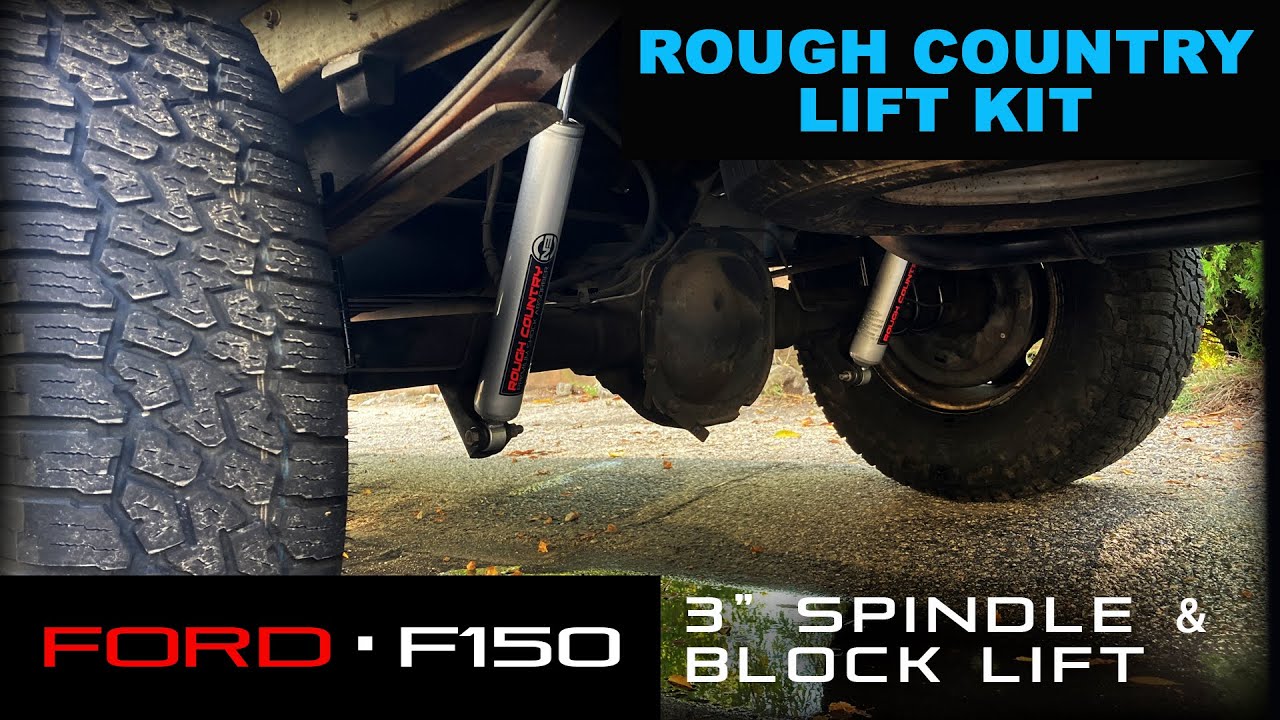 1999 Ford F150 Rough Country 3in Lift Kit with Spindle, Shocks and Blocks