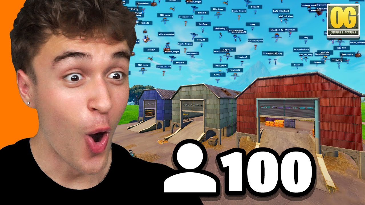 100 Igrača na Sezona 1 Mapi IZAZOV u Fortnite OG