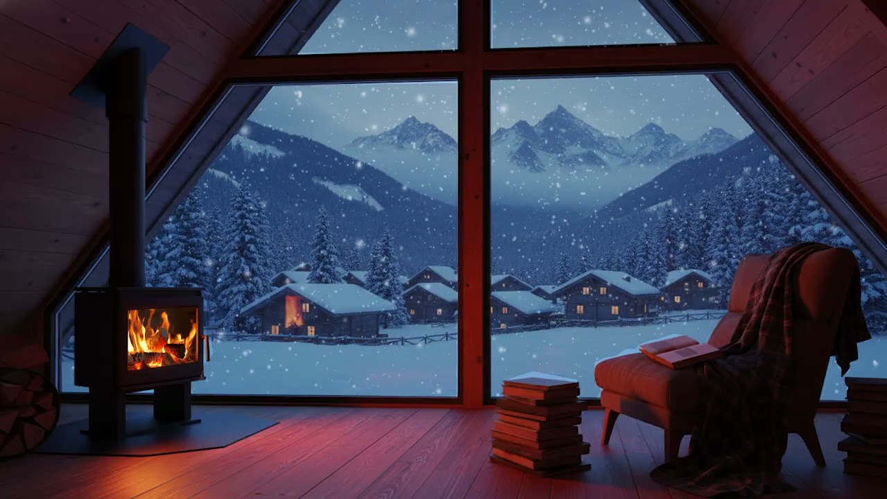 Fall Asleep Faster ❄️ Cozy Winter Cabin Ambience with Fireplace