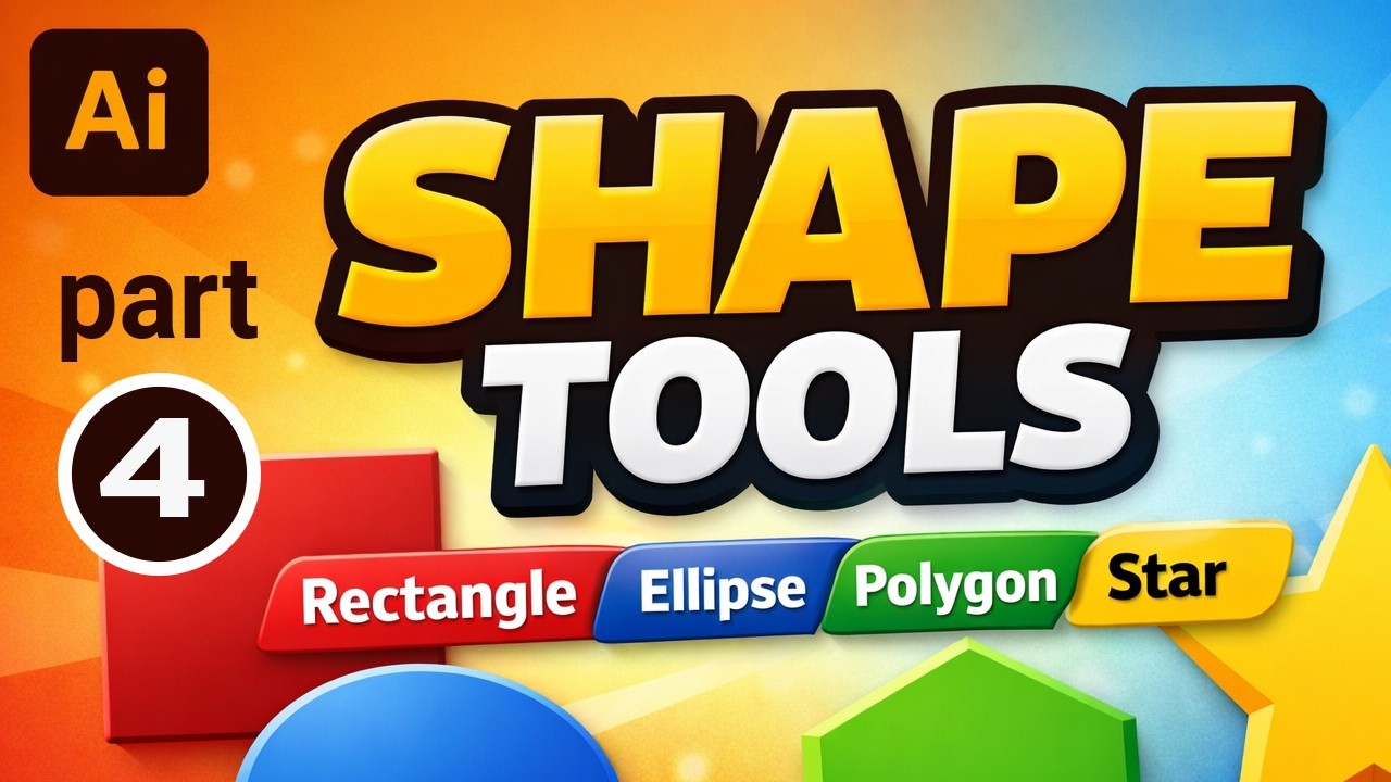Adobe Illustrator Shape Tools Bangla Tutorial | Rectangle, Ellipse, Polygon & Star Tool
