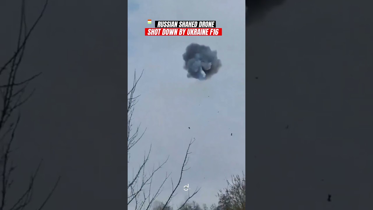 Ukrainian F-16 Blasts Russian Shahed Mid-Air!💥 #shorts