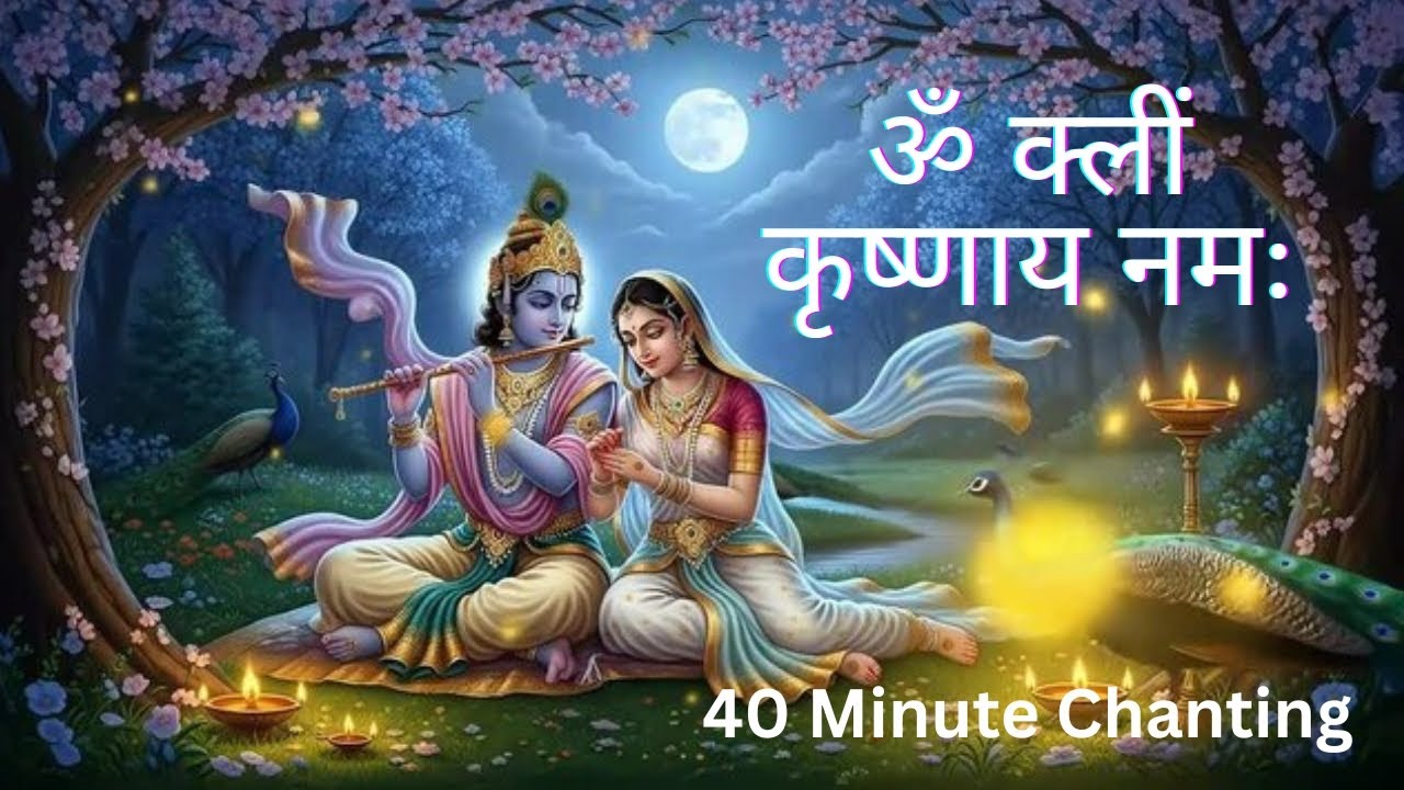 ॐ क्लीं कृष्णाय नमः 🕉️ | 40 Minute Krishna Mantra Chanting | Peace & Meditation#long#gapukrishna