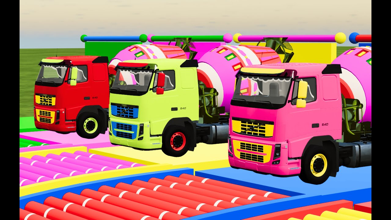 GARAGE with COLORS - TRANSPORTING POLICE CARS , CRANE , FIRE DEPARTMENT, MIXER RGB - FS22 #6