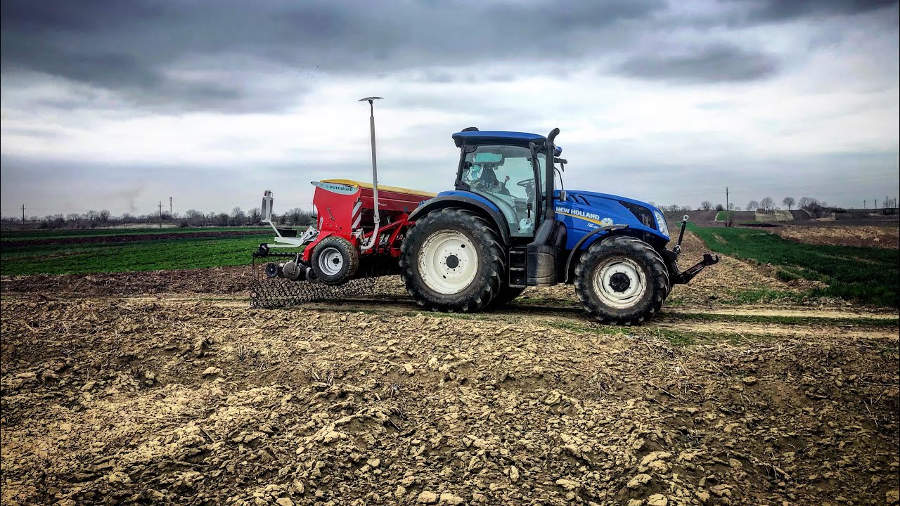 Semanat lucerna- New Holland T6.180 + Pottinger Vitasem 402