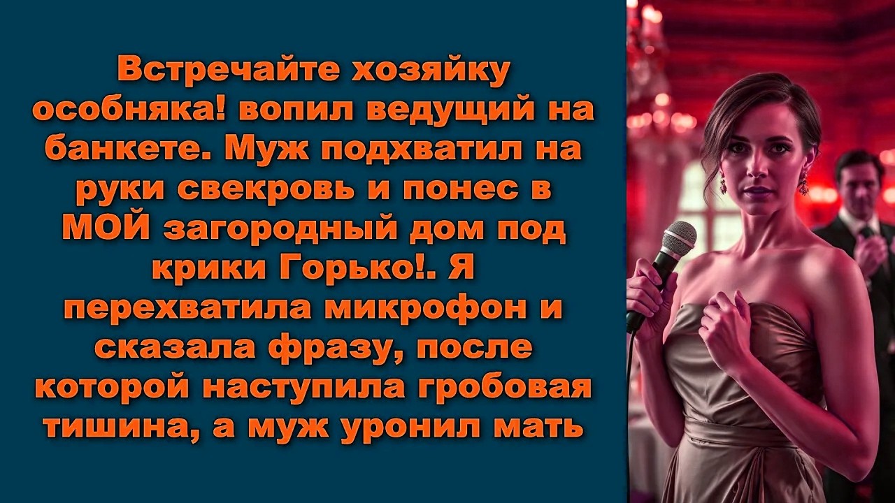 Встречайте хозяйку особняка! вопил ведущий на банкете. Муж подхватил на руки свекровь и понес в МОЙ