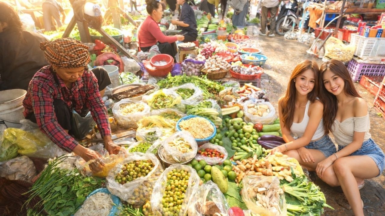 Amazing Street Food & Fresh Market Walk Street Tour  Boeng Trabek Market Phnom Penh 2026